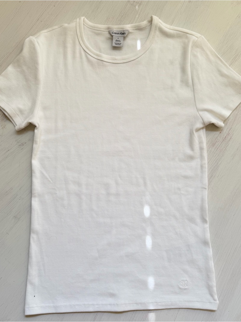 Calvin Klein White Short Sleeve Crewneck Tee with Subtle CK Logo